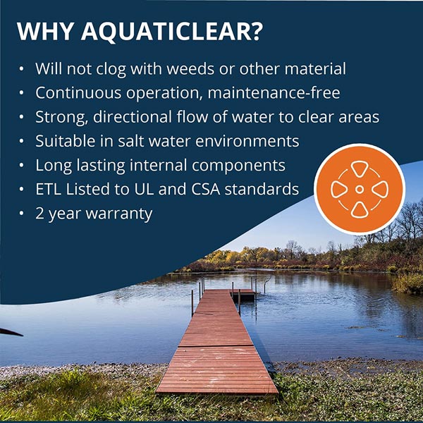 Kasco 2400 Aquaticlear, Clog resistant Circulator, 1/2HP, 120V, 1PH, No Mount/Float or Control, 25ft cord