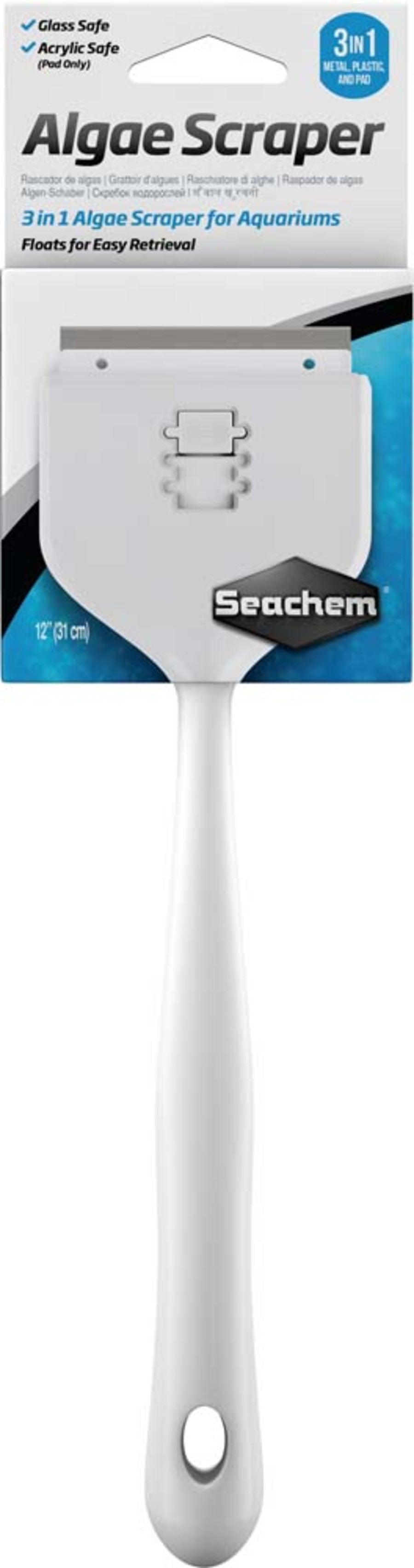 Seachem Laboratories 3in1 Algae Scraper for Glass and Acrylic Aquariums 1ea/12 in