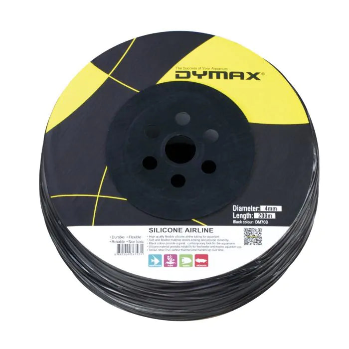 DYMAX BLACK Silicone Airline Tubing Dia 4mm 200m/roll