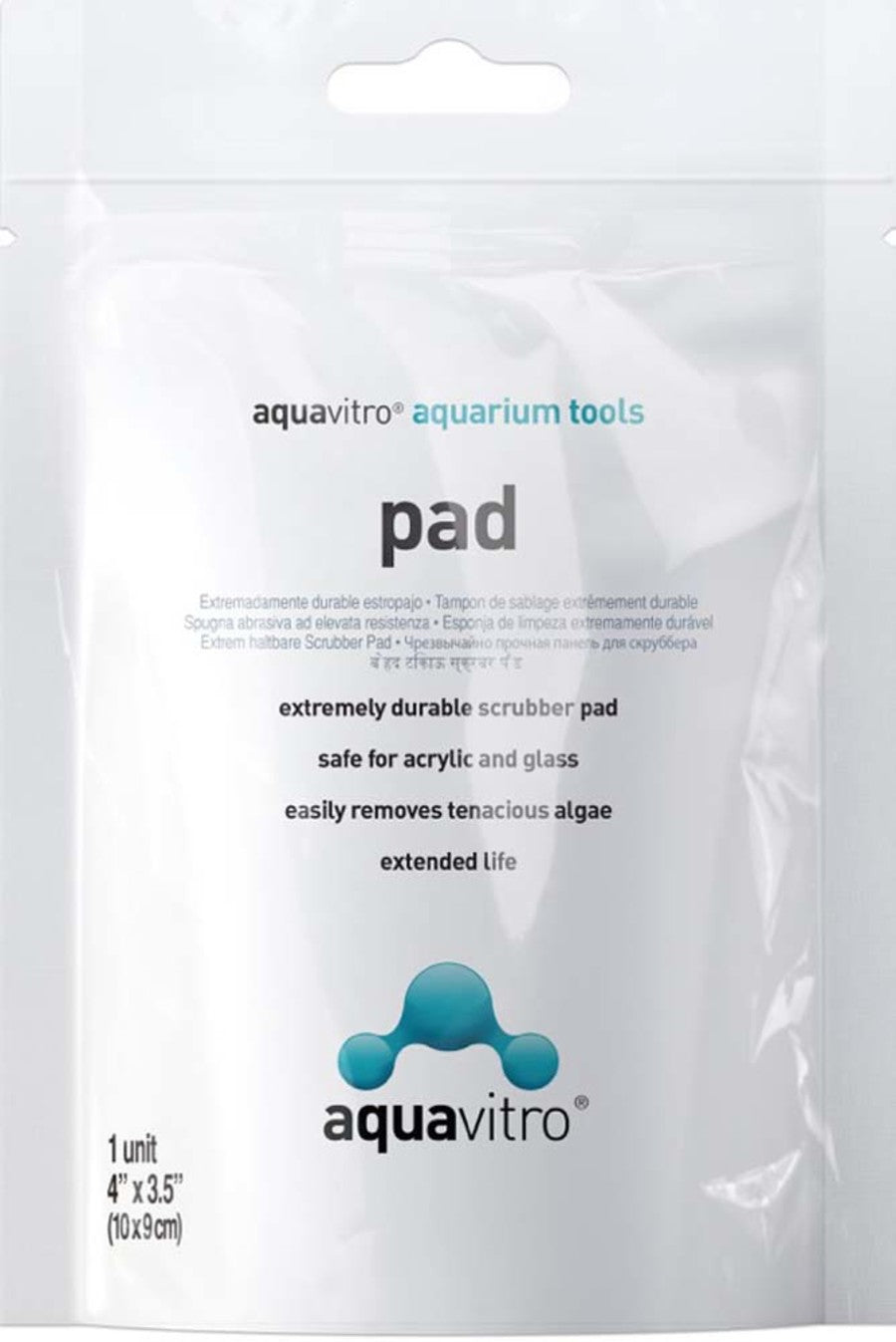 aquavitro Scrub Pad for Glass Acrylic Aquariums White, 1ea/4 In X 3.5 in, 1 pk