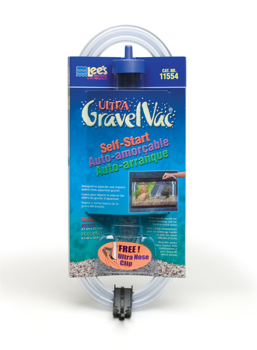 Lee's Aquarium Pet Products Ultra GravelVac SelfStart Gravel Vacuum Cleaner with Nozzle Clip 1ea/1 5/8In X 9 in, SM