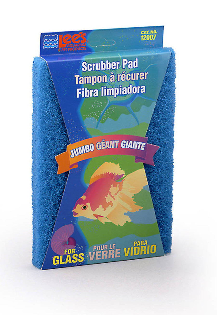 Lee's Aquarium Pet Products Scrubber Pad for Glass Aquariums Blue, 1ea/6 In X 9 in, Jumbo