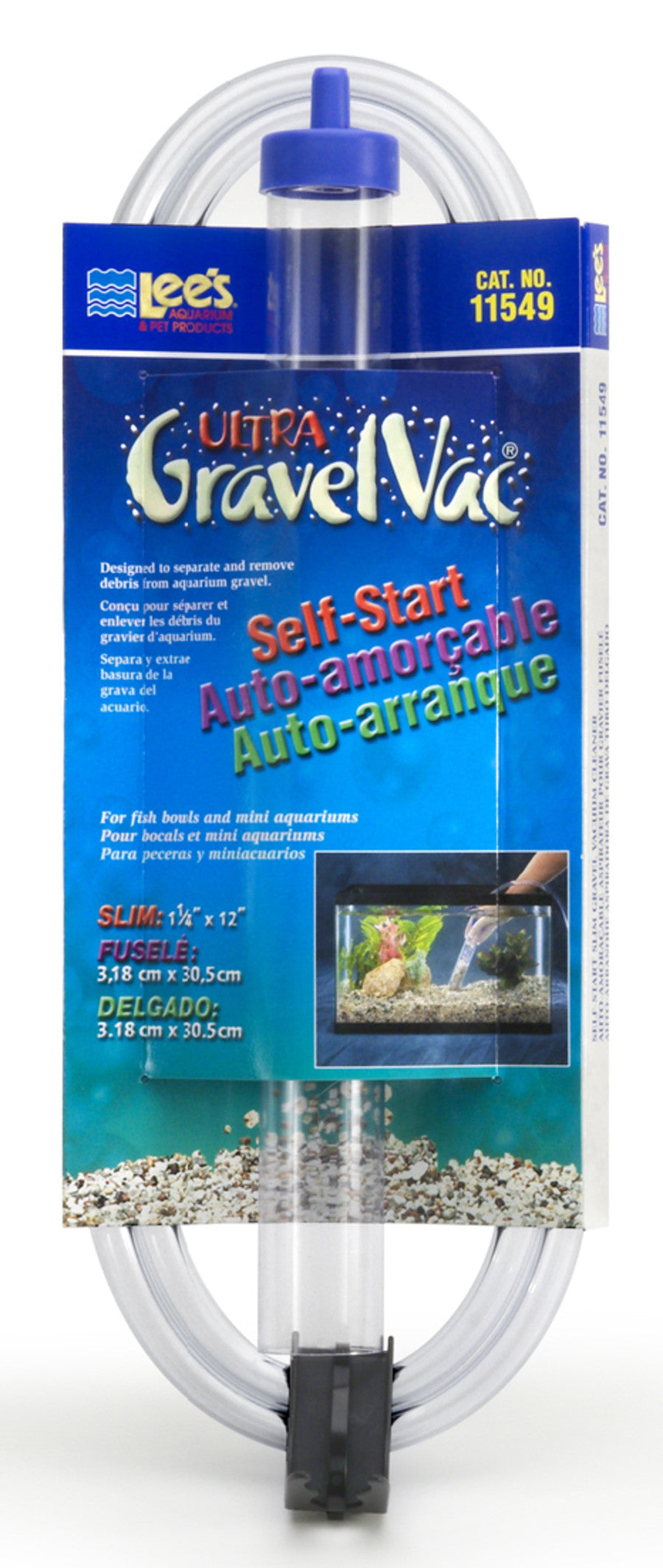 Lee's Aquarium Pet Products Ultra GravelVac SelfStart Gravel Vacuum Cleaner with Clip 1ea/1 1/4In X 12 in, Slim